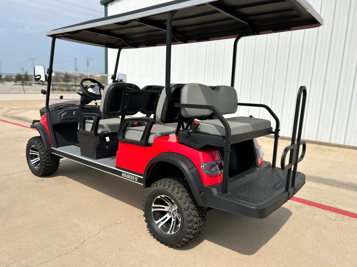 Advanced EV 6 Passenger Lifted Red | Grapevine Golf Cars